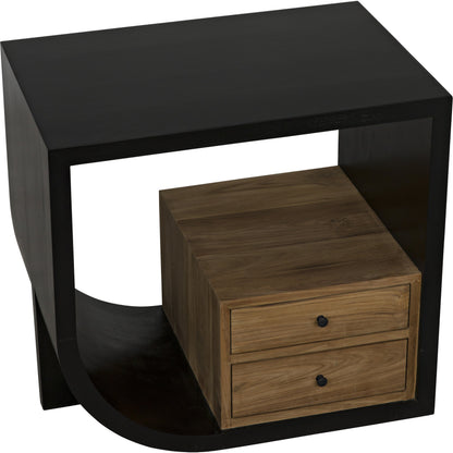Burton Side Table by Noir in hand rubbed black. Made from mahogany, teak in a modern style.
