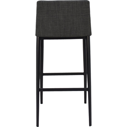 Baron Barstool Charcoal by Moe's Home Collection in charcoal gray and powder coated. Made from upholstery: 100% polyester, upholstery foam, steel legs, plywood in a modern style.