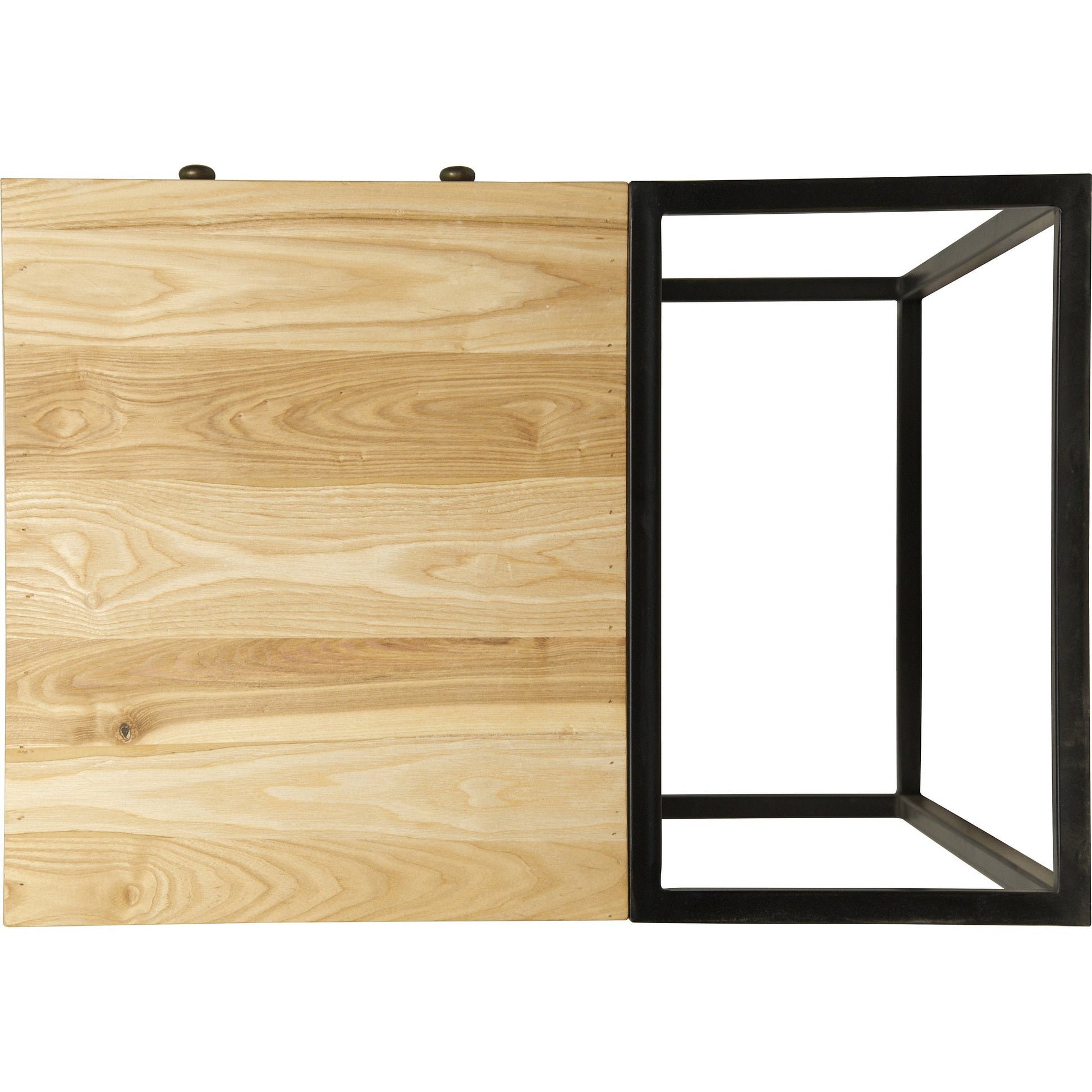 Downtown Wood Side Table by Noir in waxed. Made from elm, metal in a modern style.