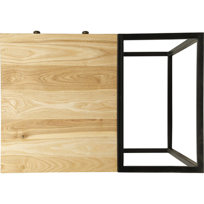 Downtown Wood Side Table by Noir in waxed. Made from elm, metal in a modern style.