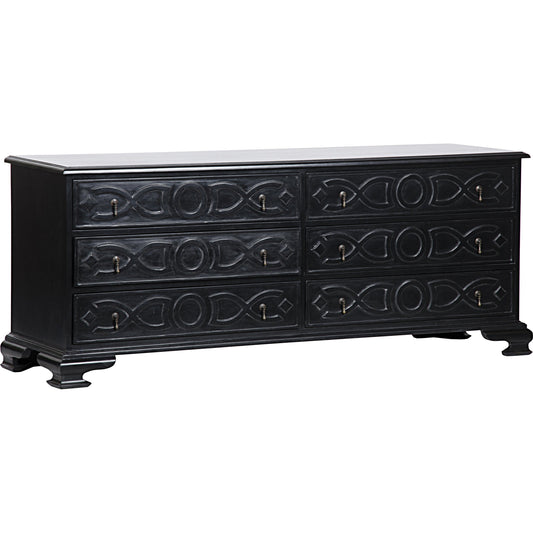Sofie Dresser by Noir in weathered. Made from mahogany in a traditional style.
