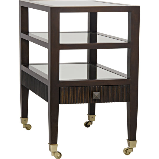 Lesly Side Table by Noir. Made from birch, mirrored top in a transitional style.
