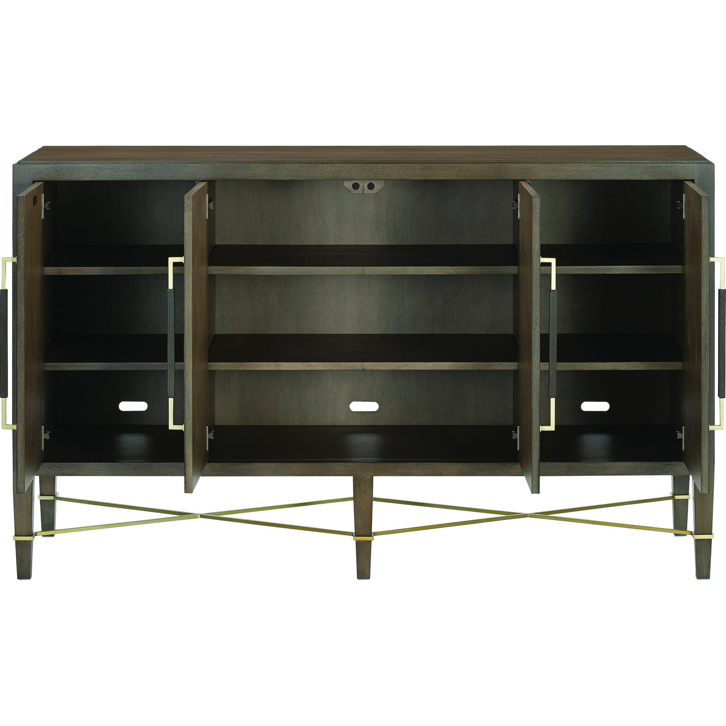 006 S-336313 | Additional Silo | Verona Chanterelle Sideboard by Currey and Company in chanterelle, coffee, champagne. Made from mahogany, brass, iron in a modern style.