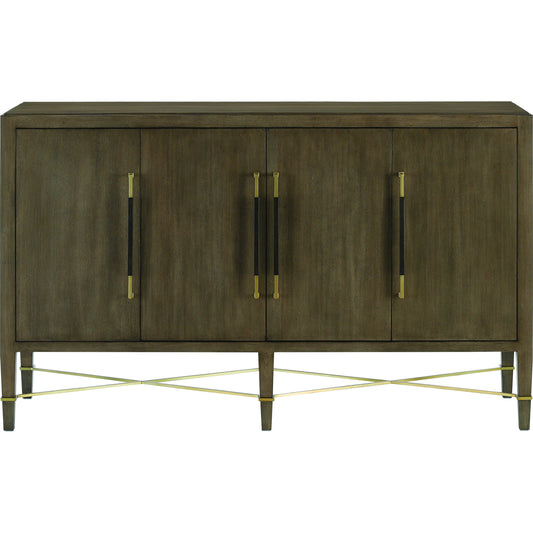 Verona Chanterelle Sideboard by Currey and Company in chanterelle, coffee, champagne. Made from mahogany, brass, iron in a modern style.