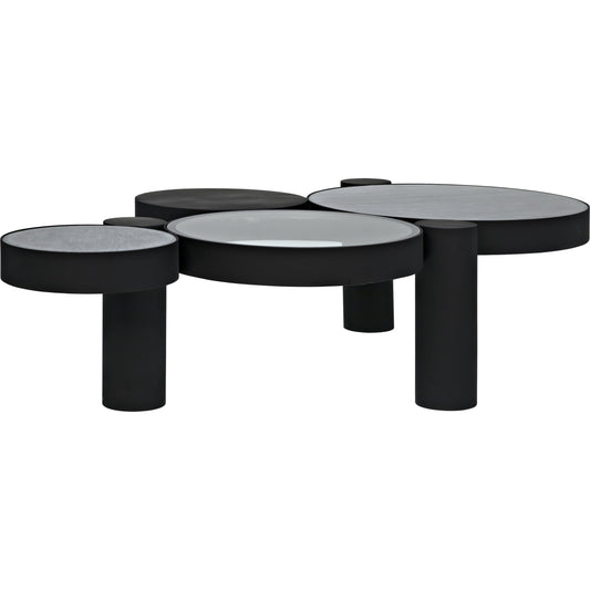 Trypo Coffee Table by Noir in matte black. Made from metal, glass, marble in a modern style.