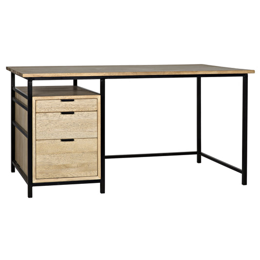 Nabucco Desk by Noir in bleached walnut. Made from walnut, metal in a modern style.