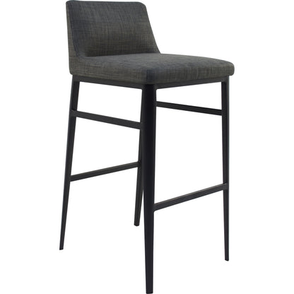 Baron Barstool Charcoal by Moe's Home Collection in charcoal gray and powder coated. Made from upholstery: 100% polyester, upholstery foam, steel legs, plywood in a modern style.