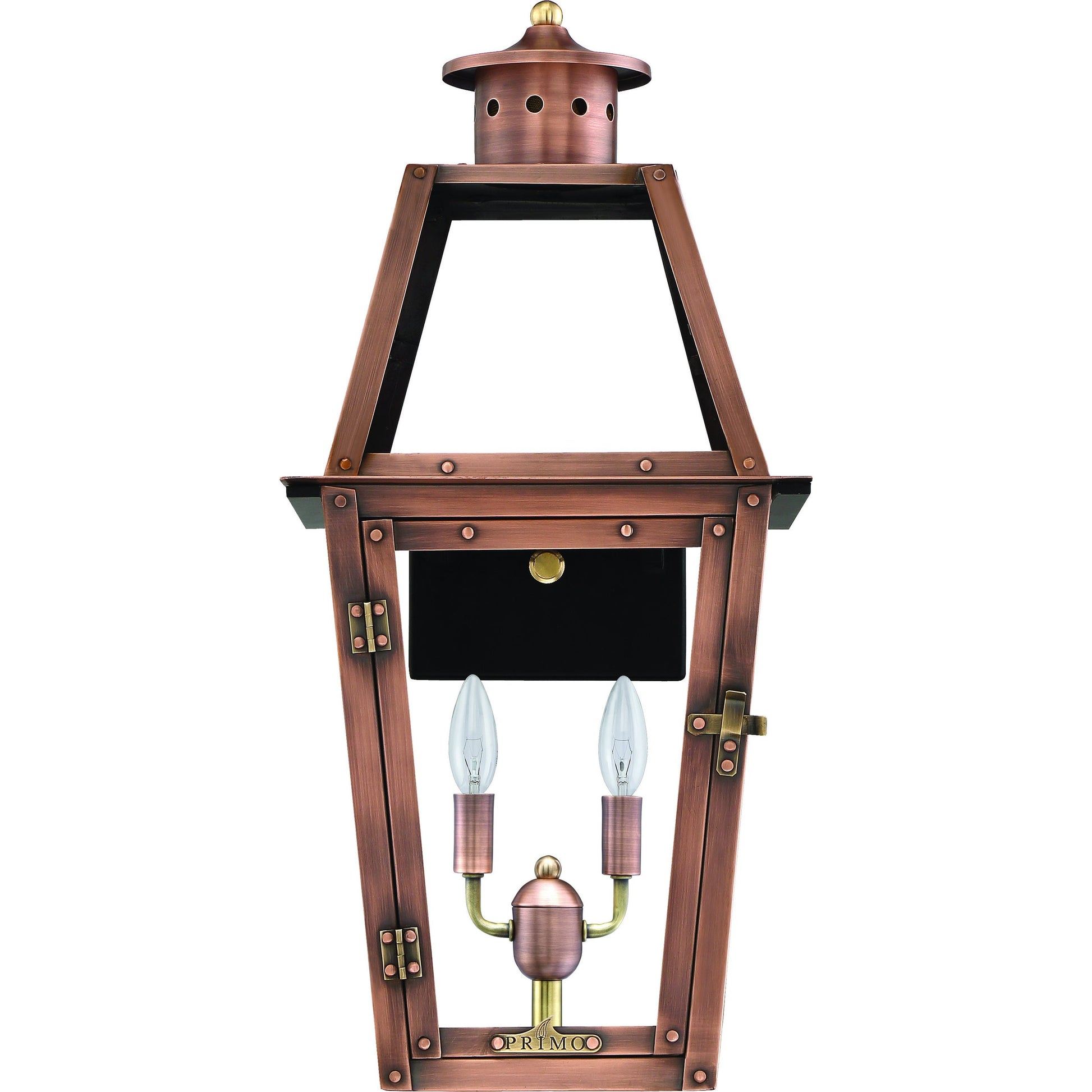 Acadiana Lantern by Primo Lighting in aged copper. Made from copper in a cottage & farmhouse style.