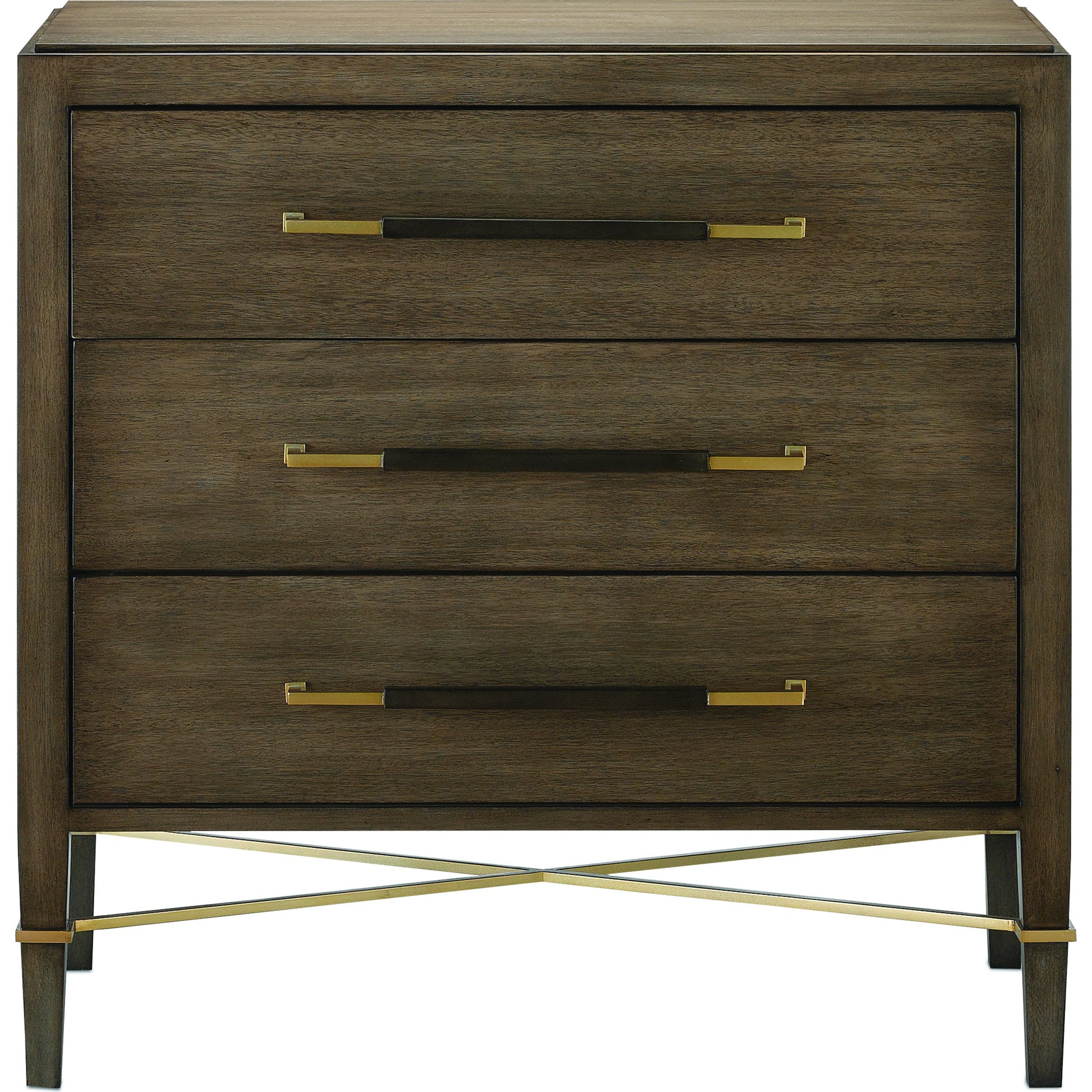 Verona Chanterelle Chest by Currey and Company in chanterelle, coffee, champagne. Made from mahogany, brass, iron in a transitional style.