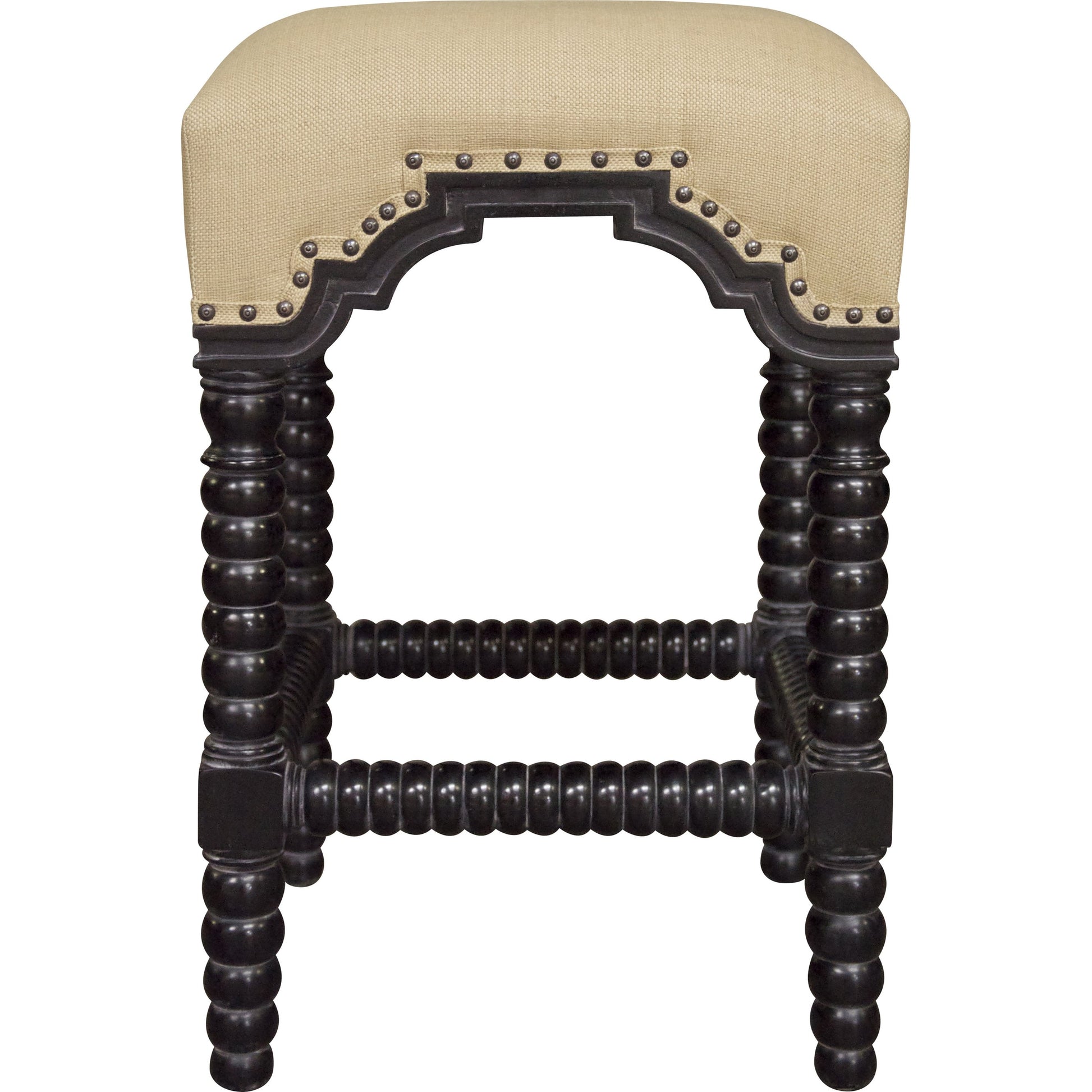 Abacus Counter Stool by Noir in hand rubbed black. Made from mahogany in a traditional style.