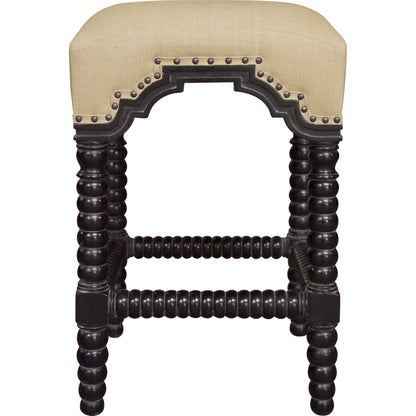 Abacus Counter Stool by Noir in hand rubbed black. Made from mahogany in a traditional style.