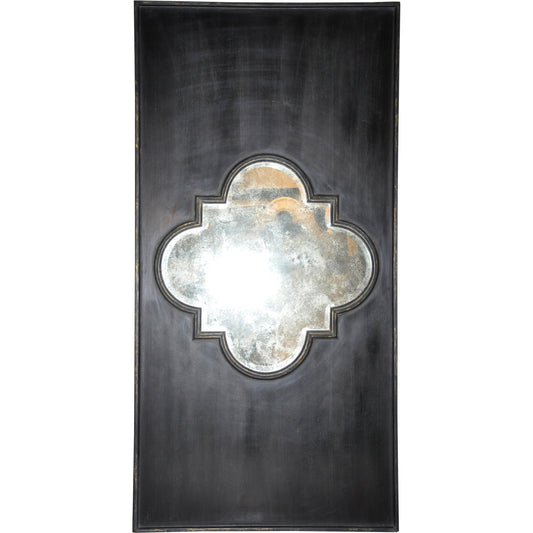 Good Luck Mirror by Noir in hand rubbed black with gold trim. Made from mahogany in a transitional style.
