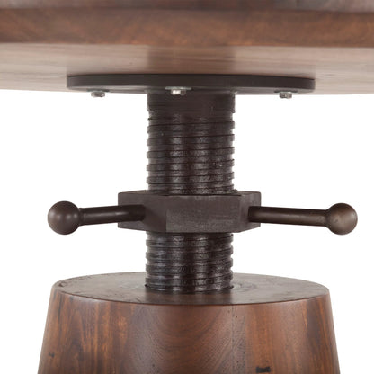 Amici Adjustable Dining Table by World Interiors in brown and walnut, antique zinc. Made from acacia wood, iron in a rustic style.