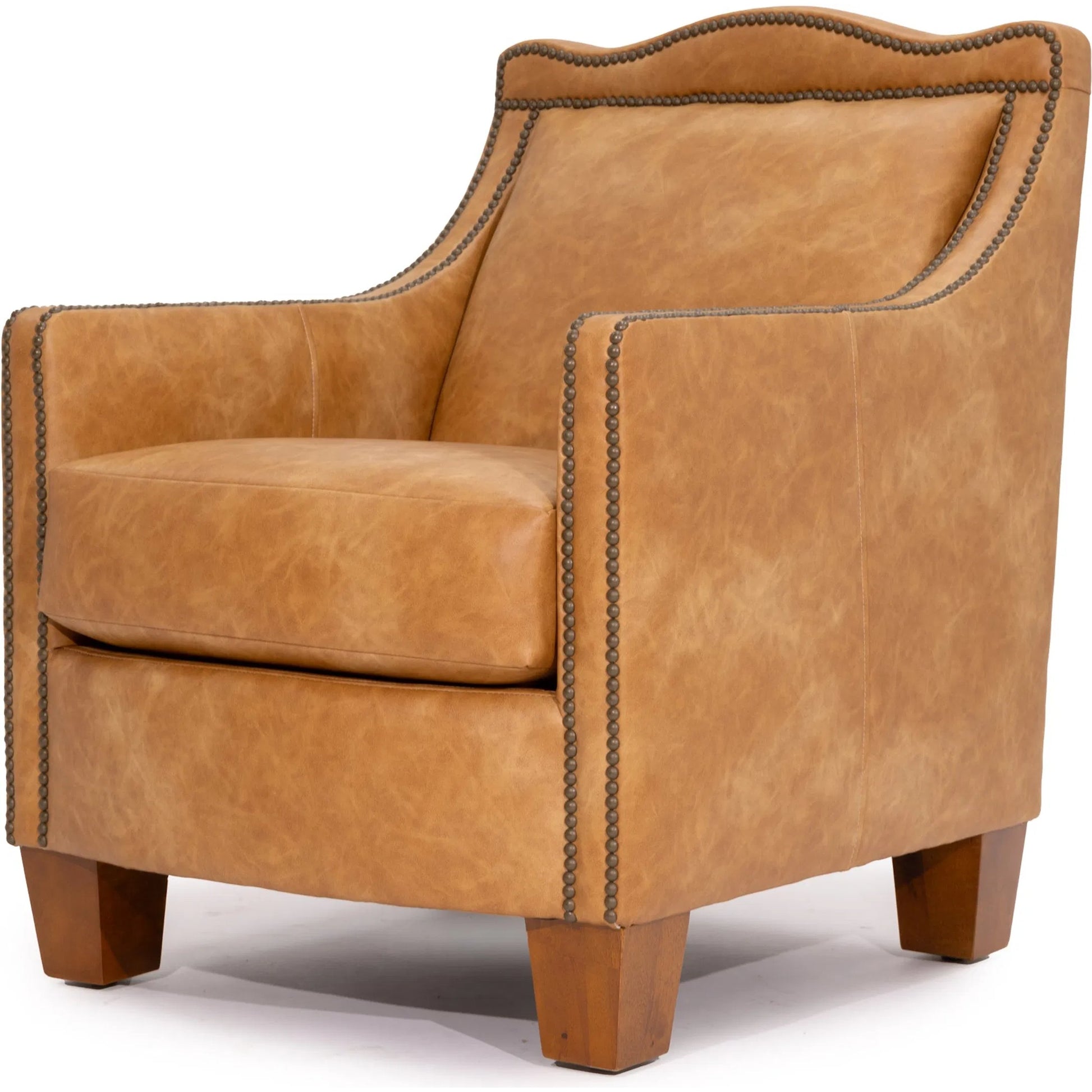 Finsbury Arm Chair by Zentique in cognac and brown. Made from faux leather in a unique style.