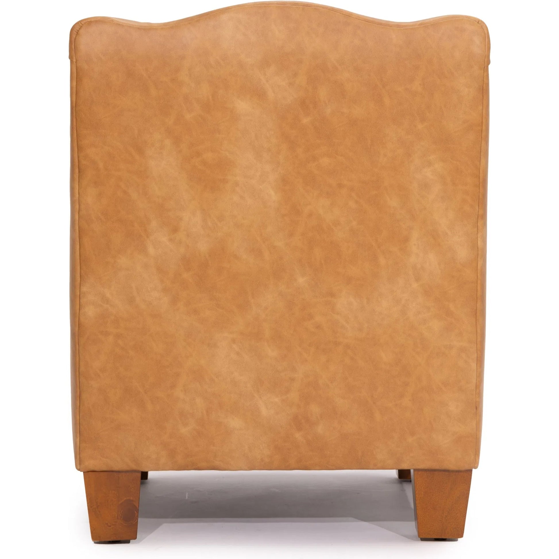 Finsbury Arm Chair by Zentique in cognac and brown. Made from faux leather in a unique style.