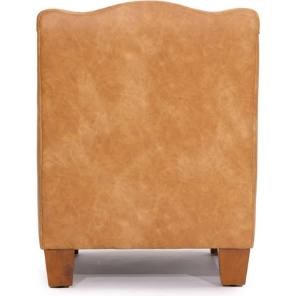 Finsbury Arm Chair by Zentique in cognac and brown. Made from faux leather in a unique style.