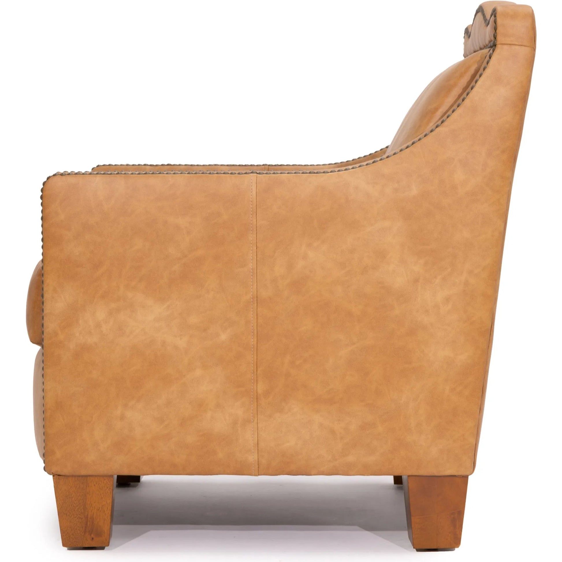 Finsbury Arm Chair by Zentique in cognac and brown. Made from faux leather in a unique style.