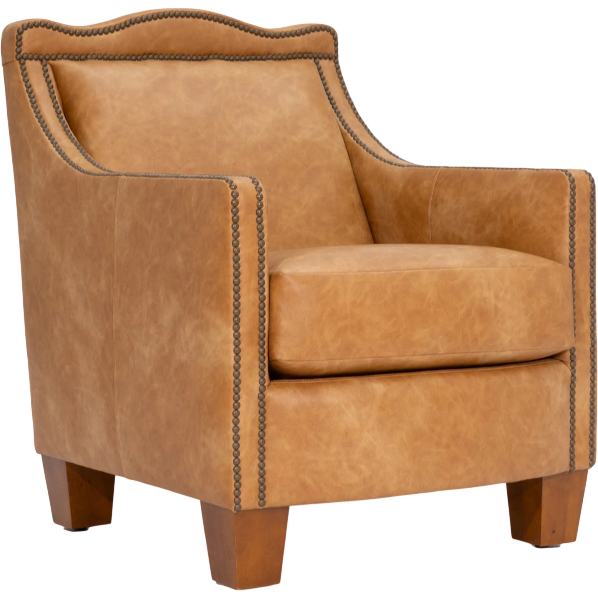 Finsbury Arm Chair by Zentique in cognac and brown. Made from faux leather in a unique style.