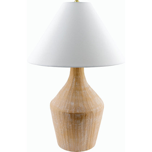 Fiori Accent Table Lamp - 535714 by Livabliss in body: brick, shade: white, finial: metallic - brass, harp: metallic - brass, cord: translucent and glazedplated. Made from ceramic, linen, polystyrene, iron in a cottage & far