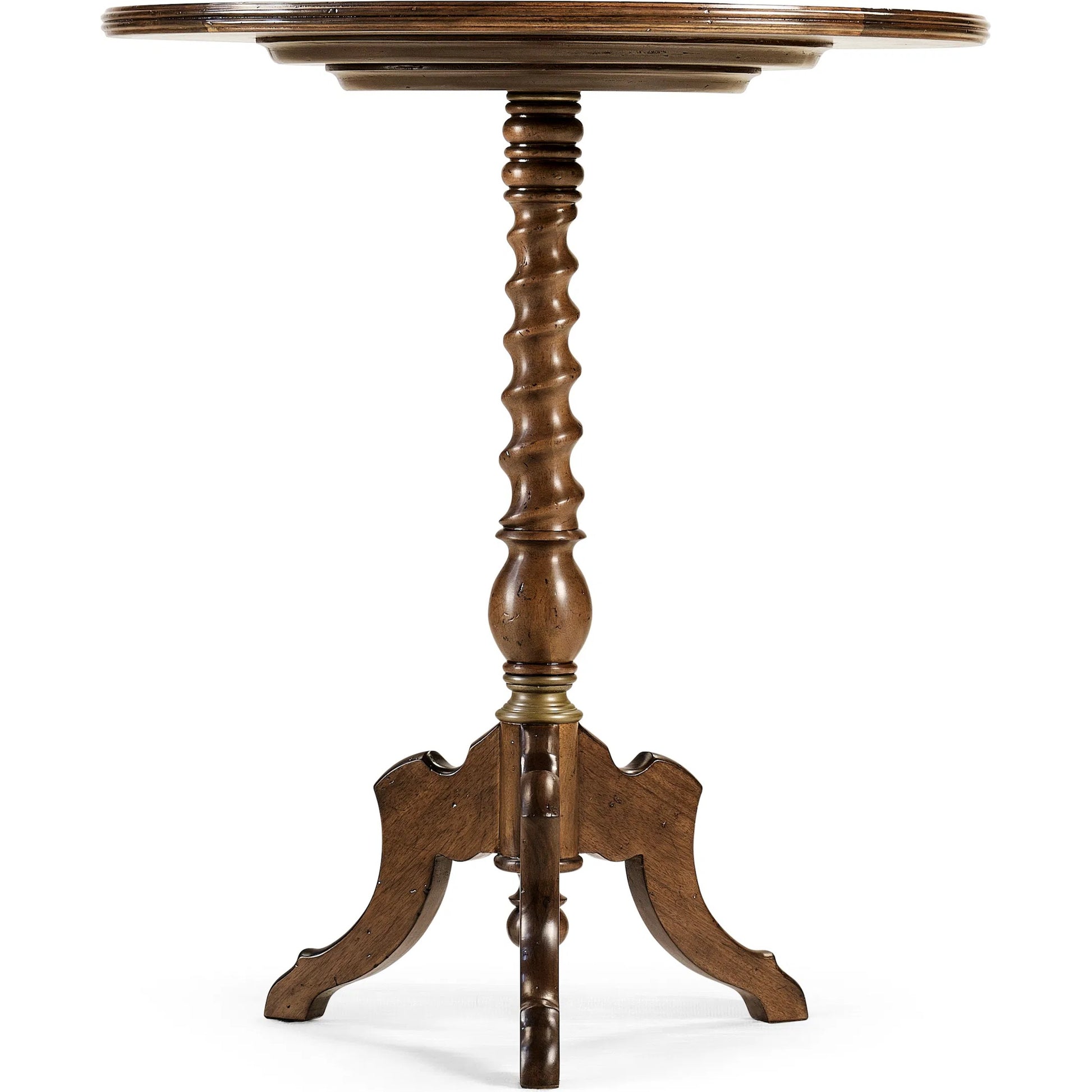 Églomisé & Walnut Round Wine Table by Jonathan Charles in medium walnut. Made from acacia, glass in a unique style.