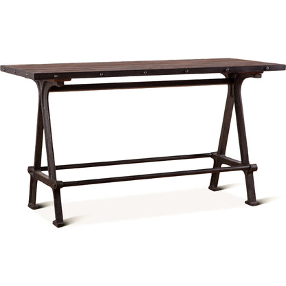 Paxton Gathering Table by World Interiors in brown and natural, gray zinc. Made from teak wood, iron in a modern style.