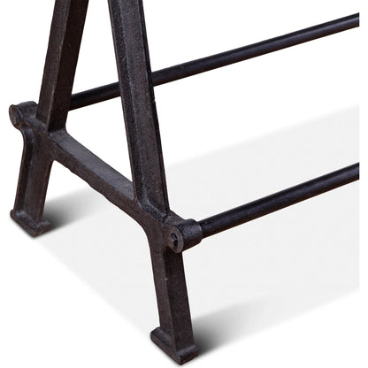 Paxton Gathering Table by World Interiors in brown and natural, gray zinc. Made from teak wood, iron in a modern style.