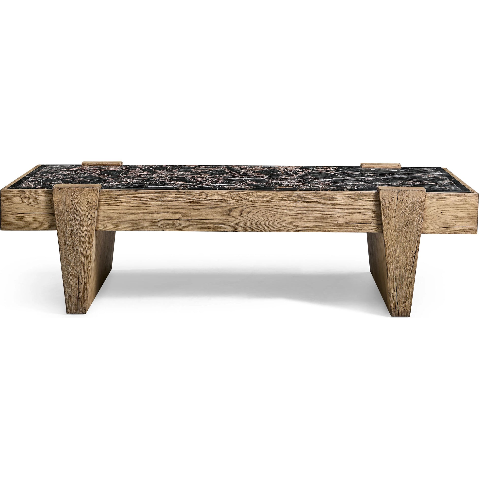 Echo Canyon Marble Rectangular Cocktail Table by Jonathan Charles in faded oak. Made from oak veneer in a cottage & farmhouse style.