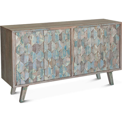 Cordoba Sideboard by World Interiors in teal and vintage teal. Made from teak wood in a coastal style.