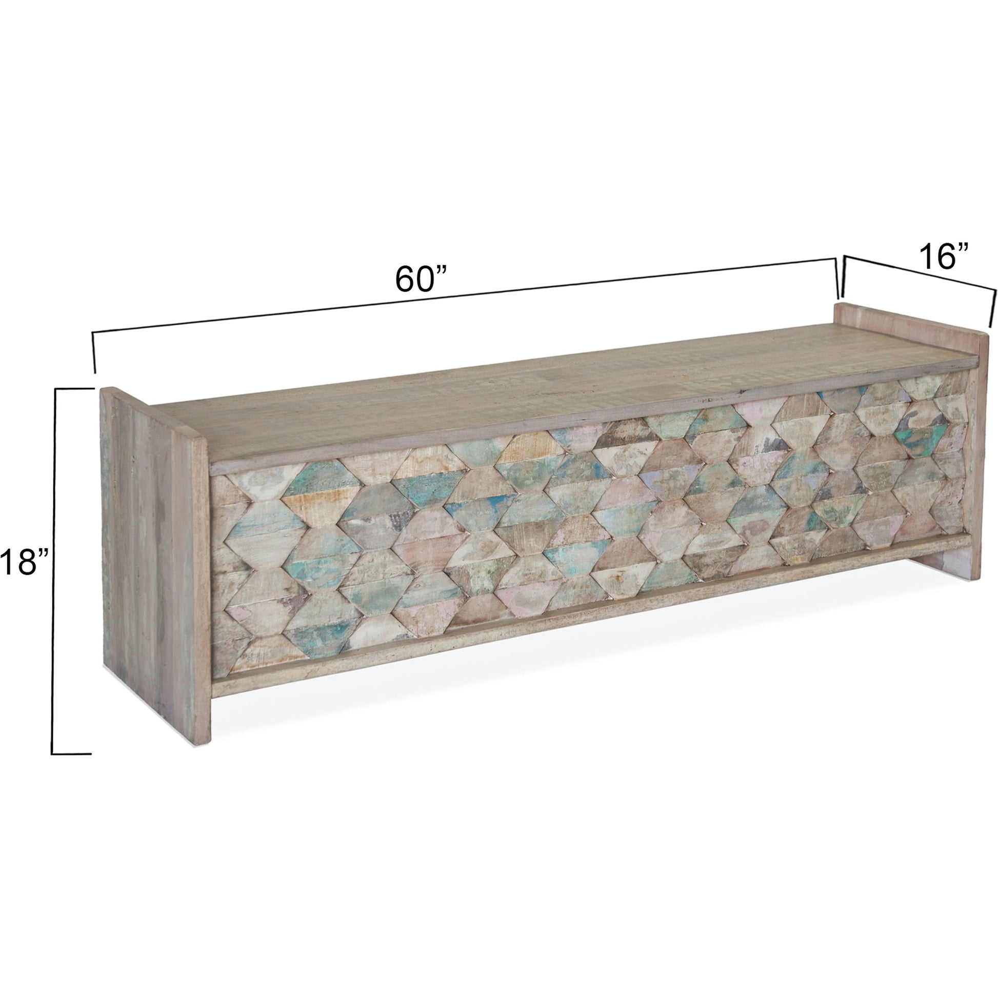 Cordoba Dining Bench with Storage by World Interiors in teal and vintage teal. Made from teak wood, iron in a eclectic & global style.