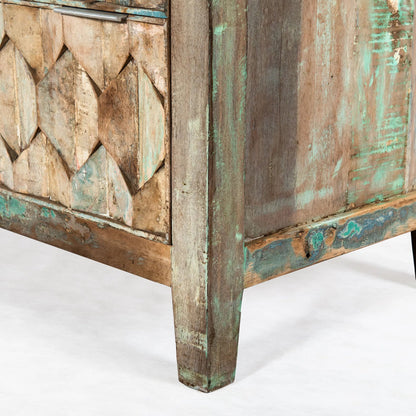 Cordoba Dresser by World Interiors in teal and vintage teal, antique nickel. Made from teak wood, iron in a eclectic & global style.