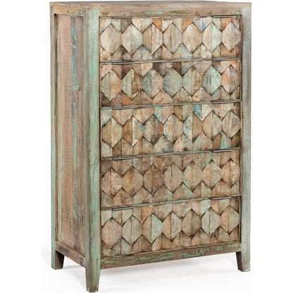 Cordoba Chest by World Interiors in teal and vintage teal, antique nickel. Made from teak wood, iron in a eclectic & global style.