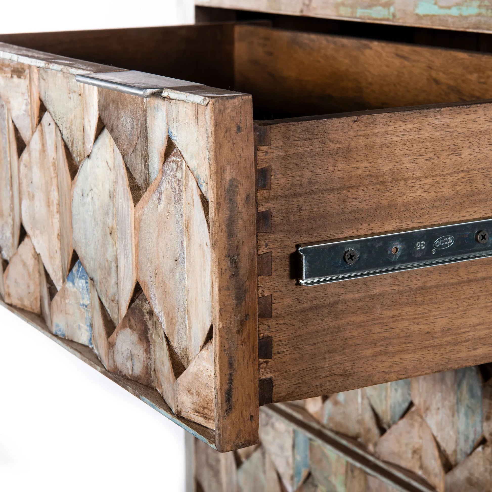 Cordoba Chest by World Interiors in teal and vintage teal, antique nickel. Made from teak wood, iron in a eclectic & global style.