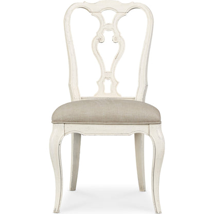 Traditions Wood Back Side Chair (Set of 2) by Hooker Furniture in beige and white. Made from fabric in a cottage & farmhouse style.