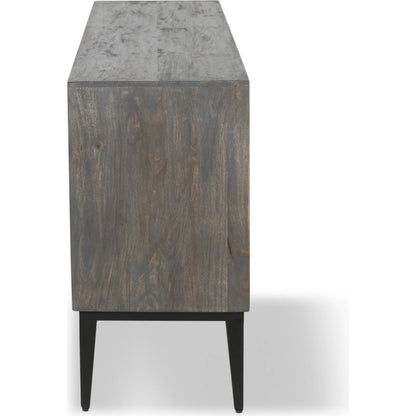Palm Desert Modern Bone Inlay Sideboard by World Interiors in grey wash and water based. Made from mango wood, iron, bone in a eclectic & global style.