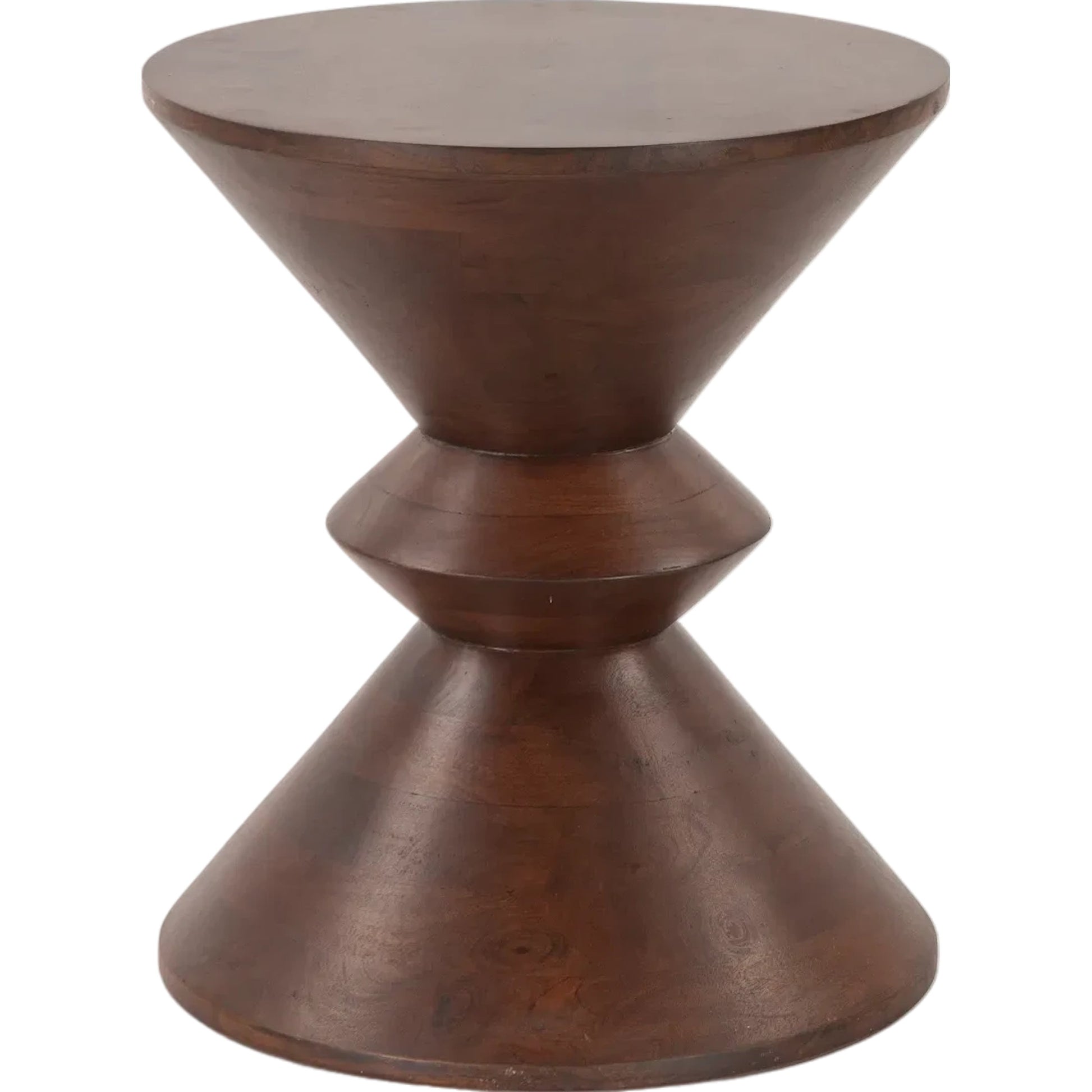 Palm Desert Modern Two Tone Side Table by World Interiors in brown and royal brown. Made from mango wood in a unique style.
