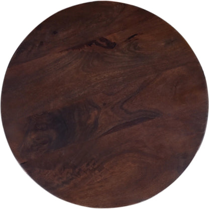 Palm Desert Modern Two Tone Side Table by World Interiors in brown and royal brown. Made from mango wood in a unique style.
