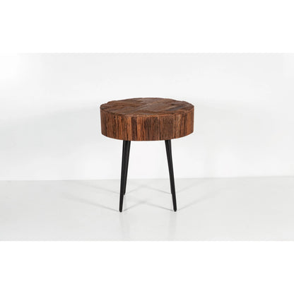 Palm Desert Reclaimed Wood Modern Side Table by World Interiors in brown and natural. Made from reclaimed wood, iron in a unique style.