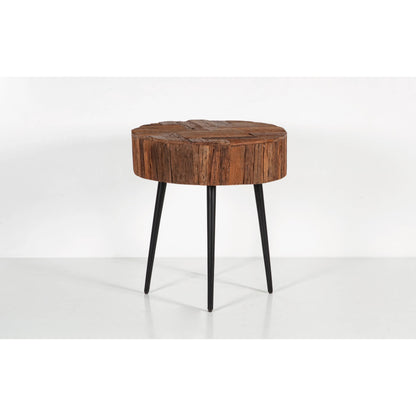 Palm Desert Reclaimed Wood Modern Side Table by World Interiors in brown and natural. Made from reclaimed wood, iron in a unique style.