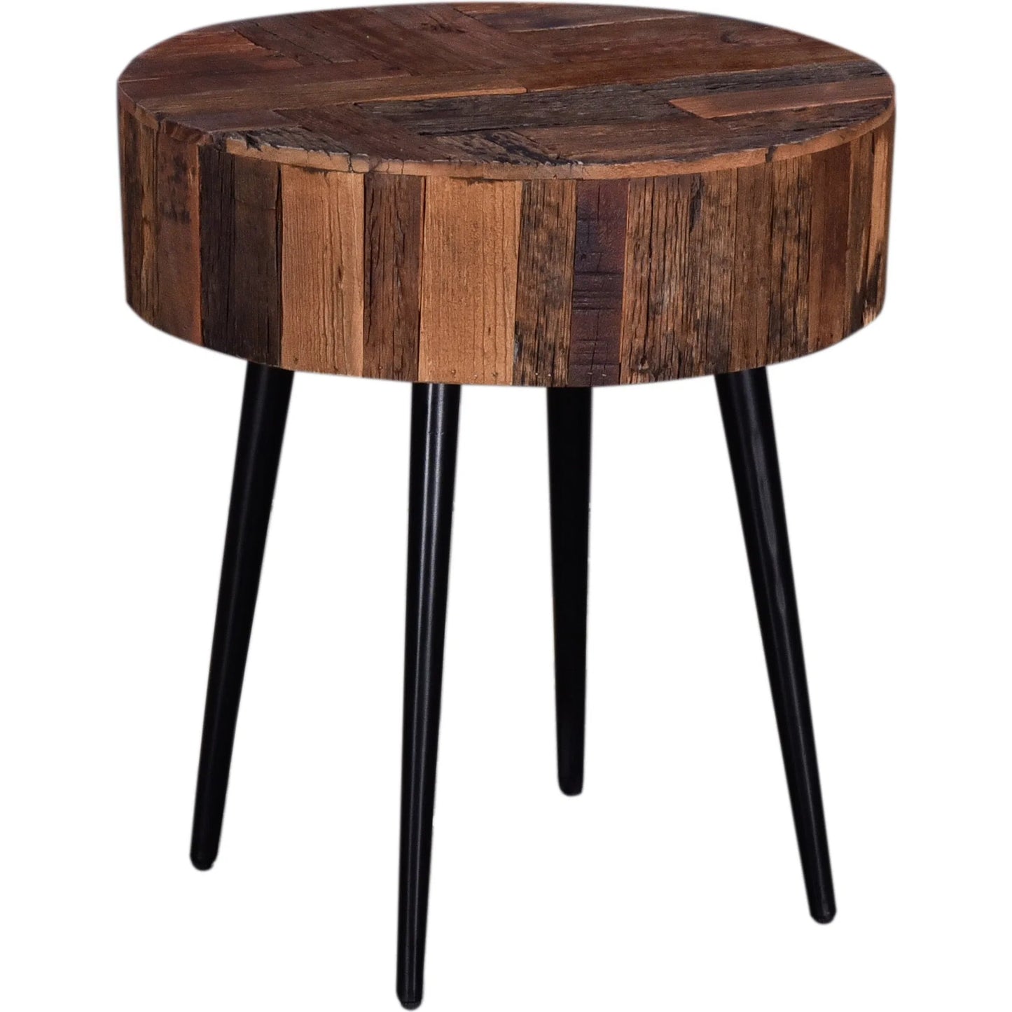 001 SI-2243023 | Primary Silo | Palm Desert Reclaimed Wood Modern Side Table by World Interiors in brown and natural. Made from reclaimed wood, iron in a unique style.