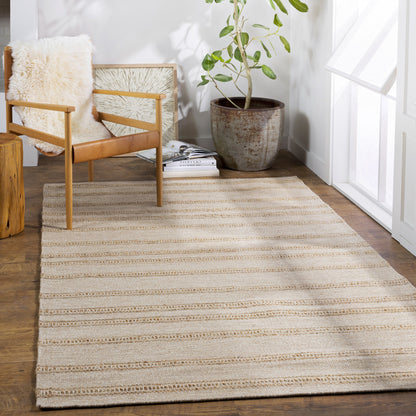 Fiji FJI-8001 Rug by Surya in light gray, tan. Made from 70% wool, 20% cotton, 10% jute in a unique style.