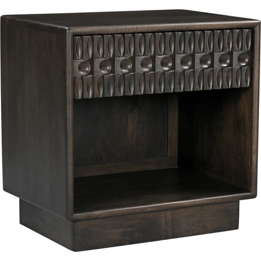Cairo 26" Nightstand by World Interiors in brown and dark java. Made from mango wood in a unique style.