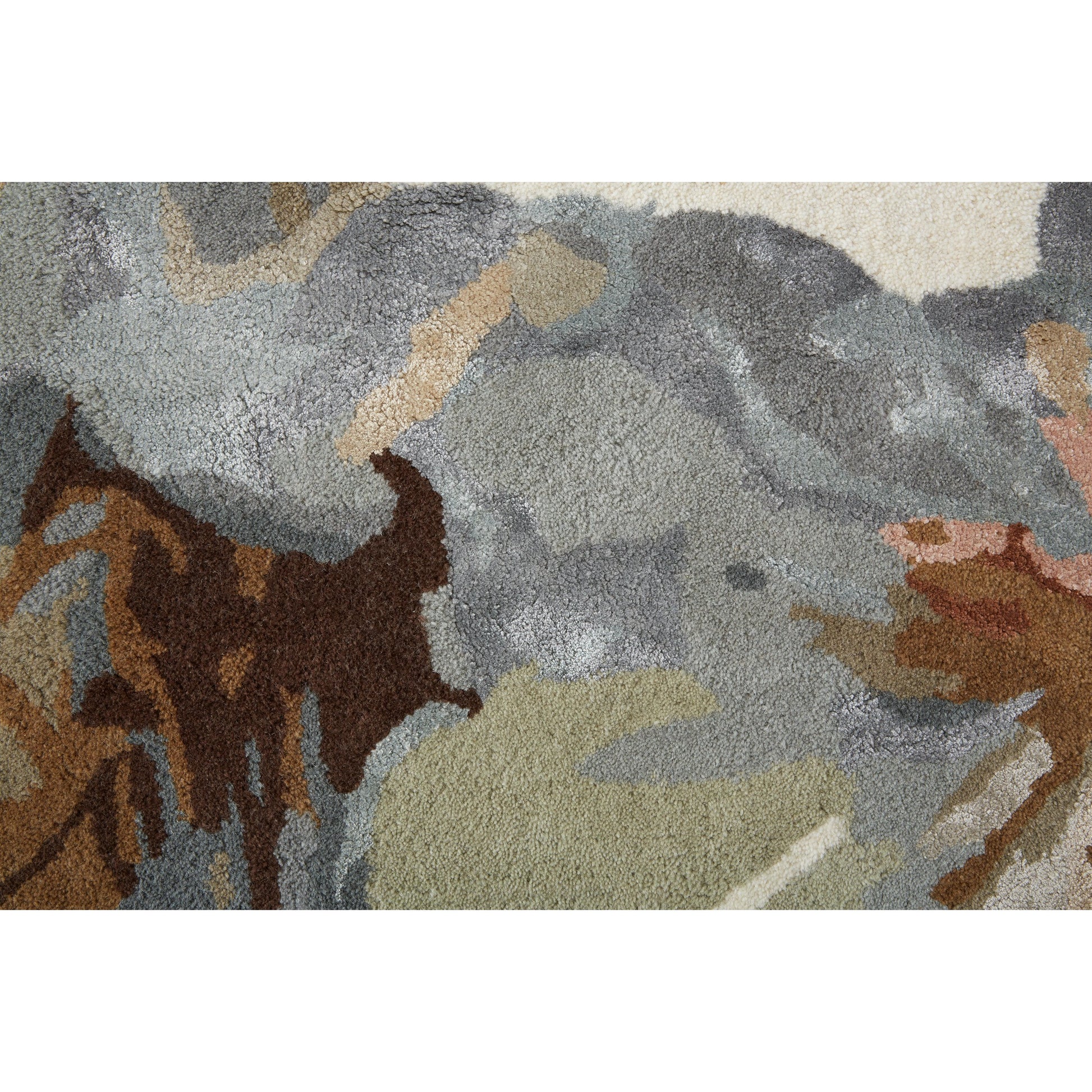 Dafney Transitional & Botanical Rug - 8868F by Feizy in tan, gray, green. Made from viscose, wool in a unique style.