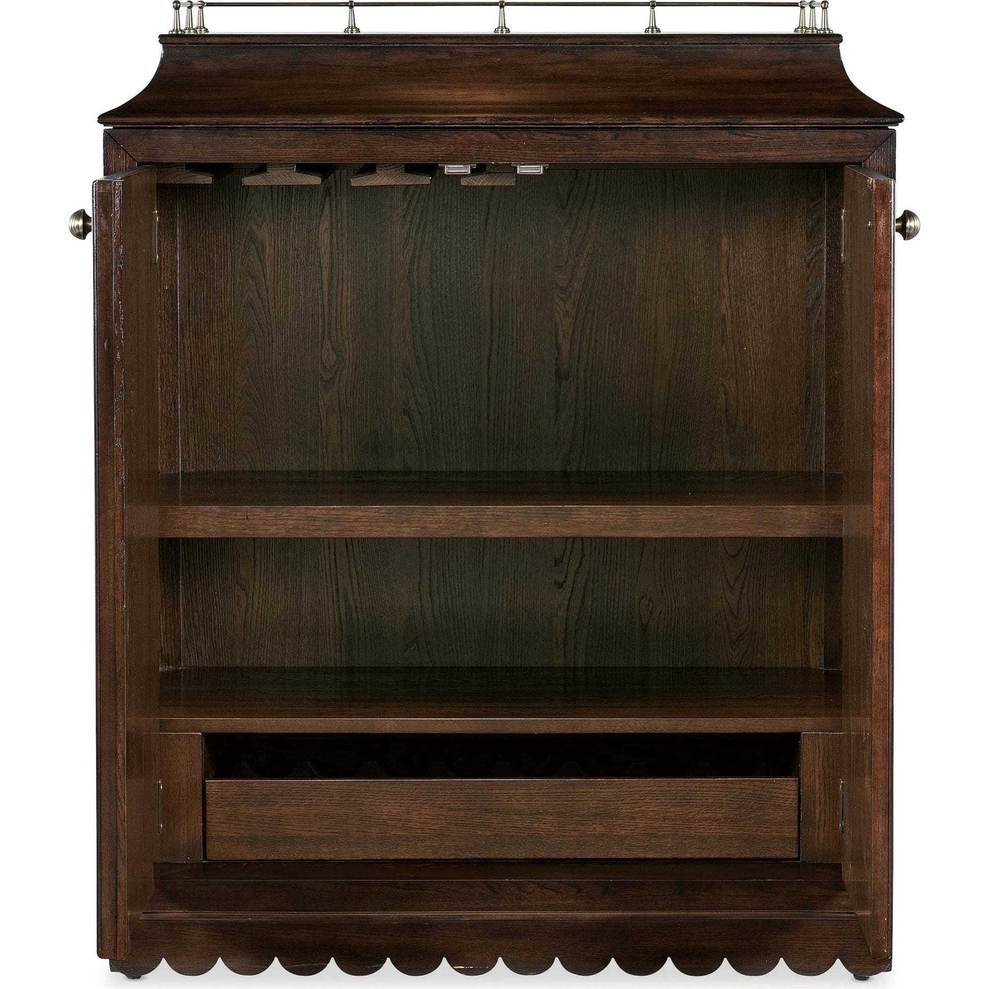 Commerce and Market Dukes Bar Cabinet by Hooker Furniture in dark wood and elm, gold. Made from unique in a unique style.