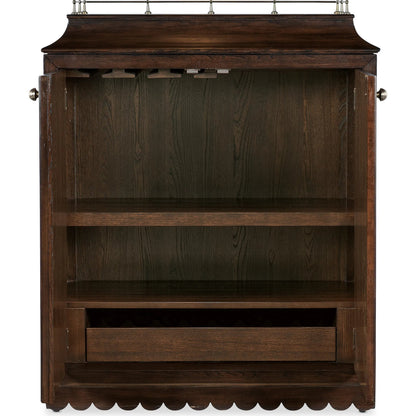 Commerce and Market Dukes Bar Cabinet by Hooker Furniture in dark wood and elm, gold. Made from unique in a unique style.