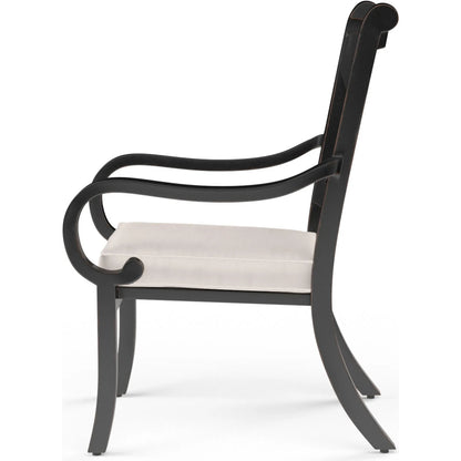 Monterey Outdoor Dining Chair by Sunset West in browns. Made from aluminum in a traditional style.