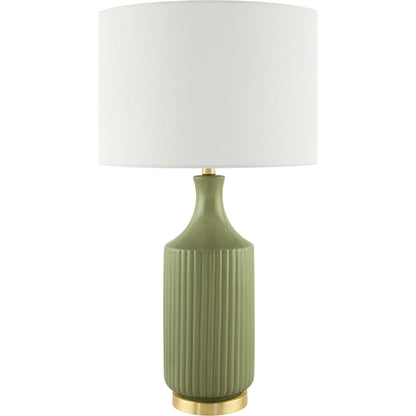 Filaki Accent Table Lamp by Surya in metallic, plated, glazed. Made from ceramic, iron, linen, polystyrene in a unique style.