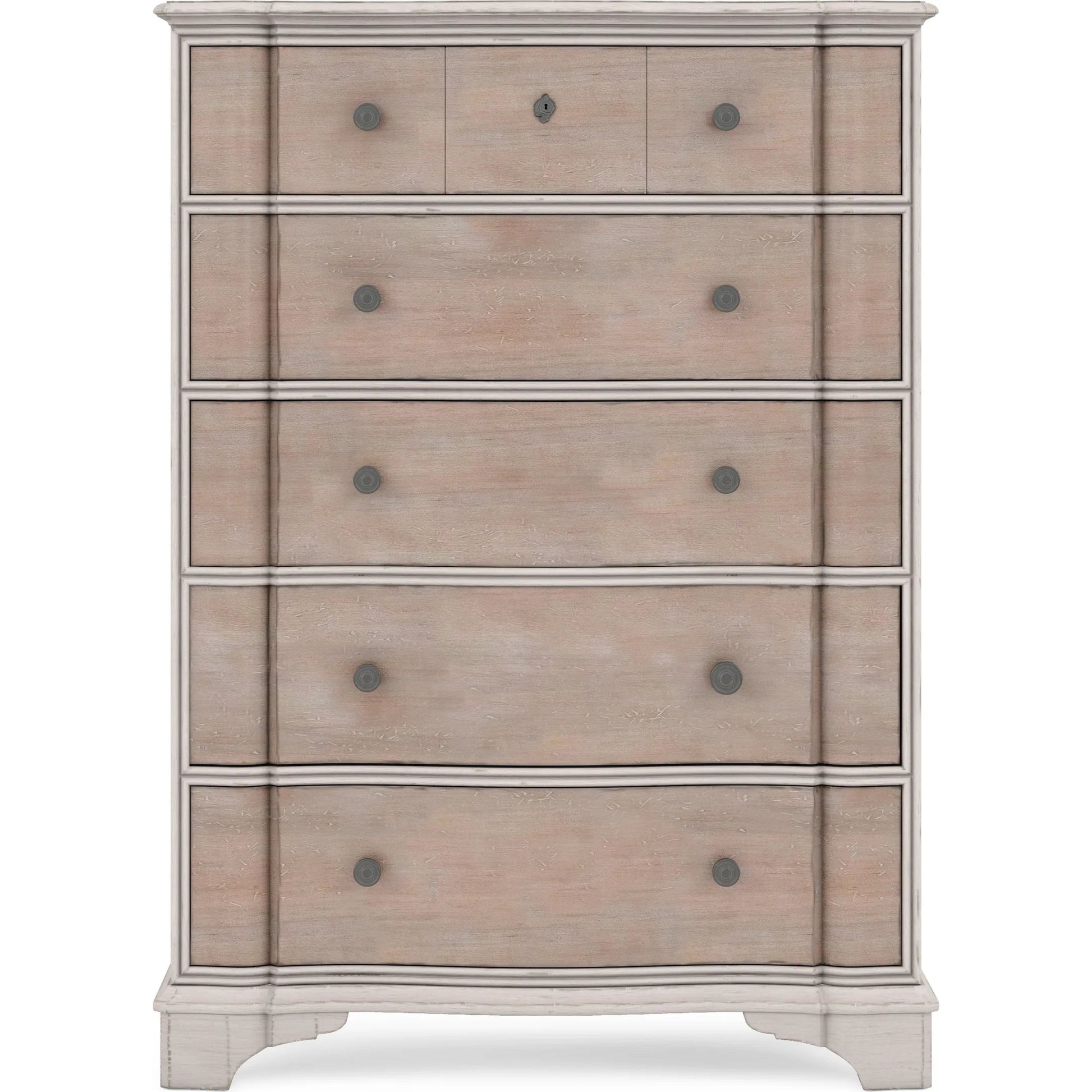 Alcove Drawer Chest by A.R.T. Furniture in belgian ivory, washed maple. Made from acacia solids, maple veneers, metal in a modern style.