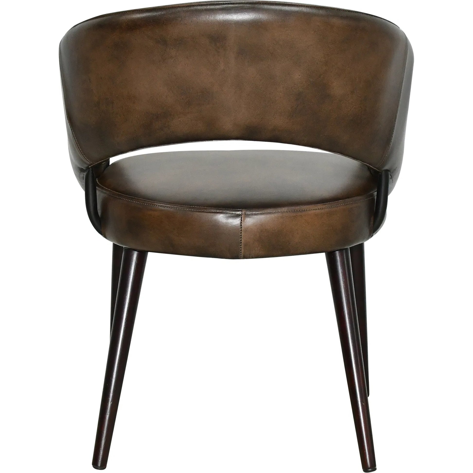 Thorpe Dining Chair by World Interiors in brown and walnut. Made from acacia wood buffalo leather in a traditional style.