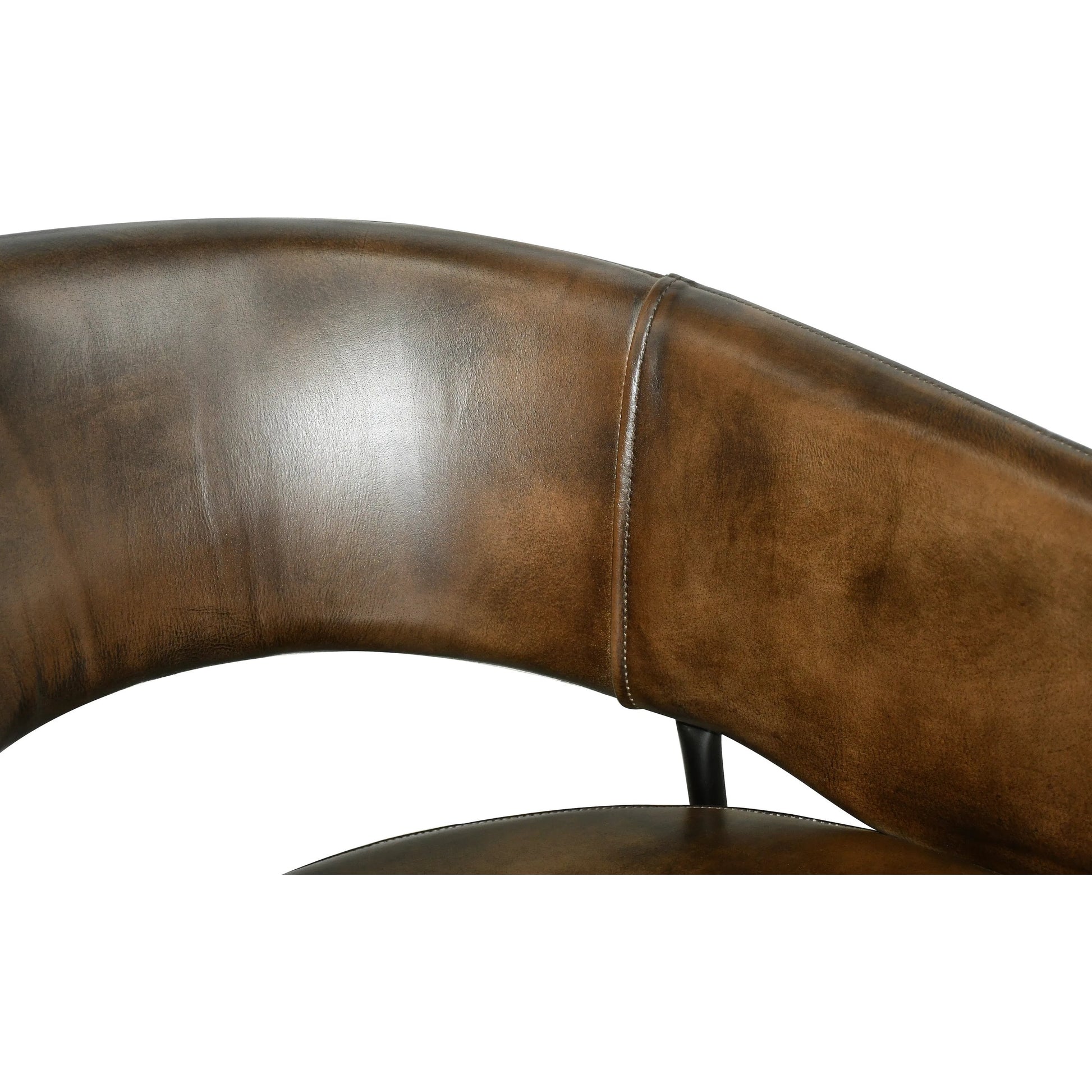 Thorpe Dining Chair by World Interiors in brown and walnut. Made from acacia wood buffalo leather in a traditional style.