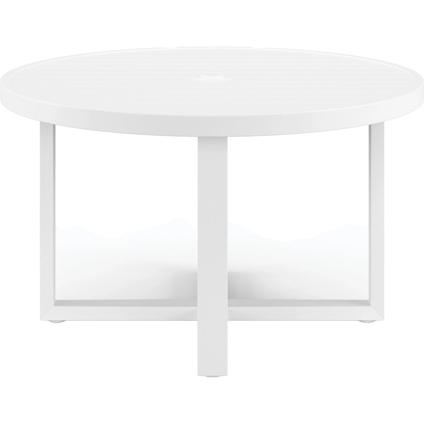 001 SI-2167151 | Primary Silo | Newport Outdoor 50" Round Dining Table by Sunset West in frost. Made from aluminum in a modern style.